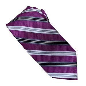 Michael Michael Kors Designer Berry Purple Gray Striped Necktie 3" x 60 Repp